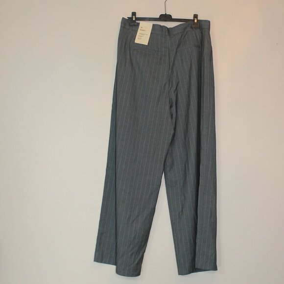 NWT Frank And Oak Emma Gray wide stripes classic wide leg lined pants size 16 - Picture 3 of 8